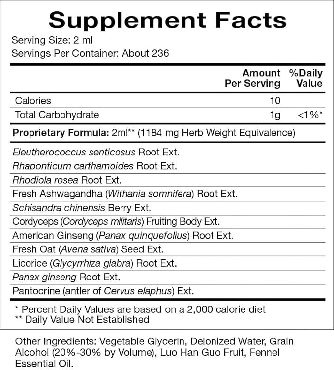 Natura Health Products Power Adapt Supplement - Deep Adrenal and Endocrine Support - Featuring Ashwagandha, Ginseng, Rhodiola Rosea Root Ext. and Cordyceps (16 Fluid oz)