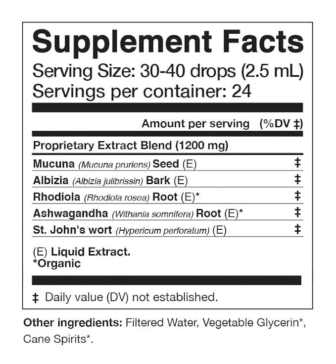 Anima Mundi Apothecary Herbal Ashwagandha Drops - Happiness Tonic for Gentle Mood Support and Relaxation - Adaptogenic Drops with Organic Ashwagandha, Rhodiola, St. John's Wort & More (2oz / 59ml)