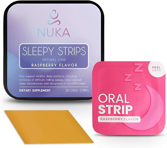 NUKA Melatonin 1mg Sleep Aid | Chamomile & Lavender Oral Strips for Relaxation & Healthy Sleep Cycles | Fast Dissolving, Sugar-Free, Portable - 30 Count
