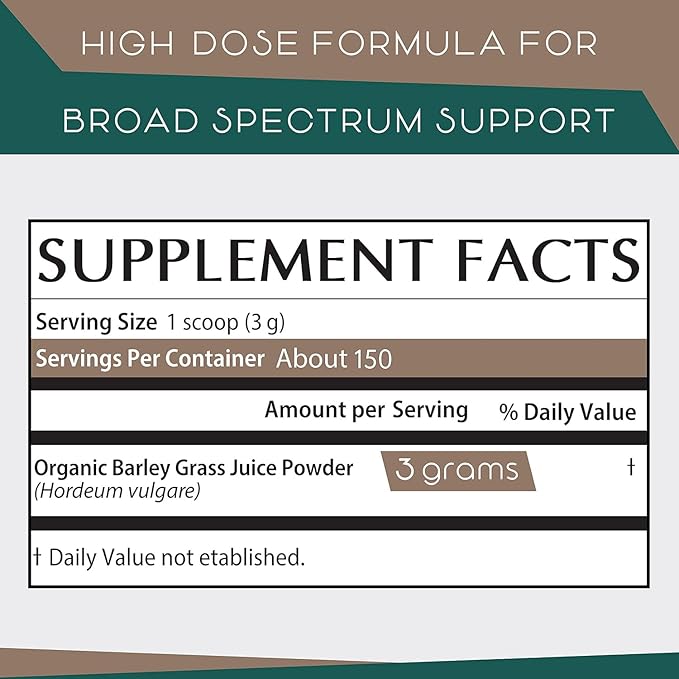 Organic Barley Grass Juice Powder- Grown and Harvested in The Fertile Utah Soil - 16 Ounces (454 Grams)