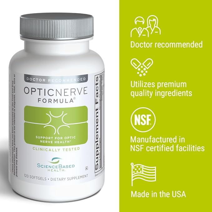 Optic Nerve Formula – Eye Supplement Supporting Nerve Function & Ocular Circulation – Clinically Tested with Omega-3s, B Vitamins, CoQ10, Alpha Lipoic Acid, Ginkgo & Antioxidants – 30-Day Supply