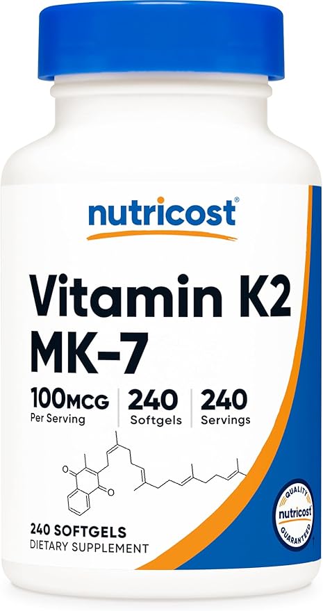 Nutricost Vitamin K2 MK-7 100 mcg, 240 Softgels - Gluten Free and Non-GMO MK7