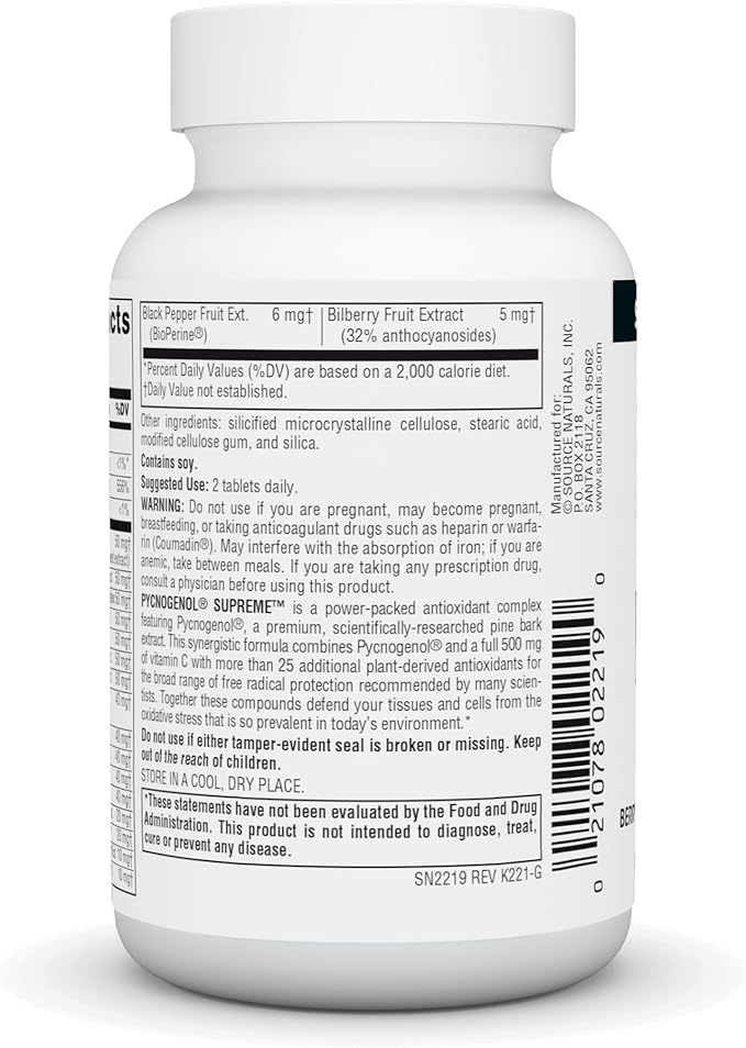 Source Naturals Pycnogenol Supreme, Berry & Botanical Antioxidant Complex* - 30 Tablets