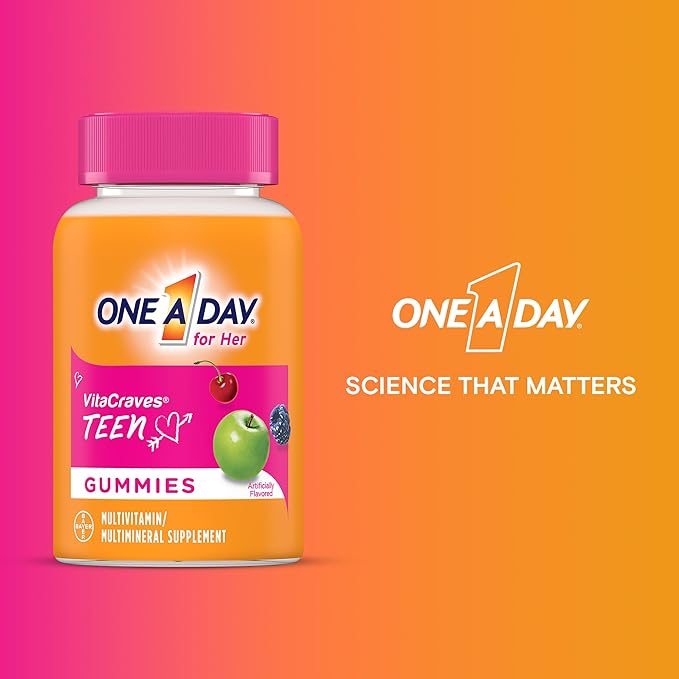 One A Day Teen for Her Multivitamin Gummies, Gummy Multivitamins with Vitamin A, C, D, E and Zinc for Immune Health Support, Physical Energy & more, 150 Count
