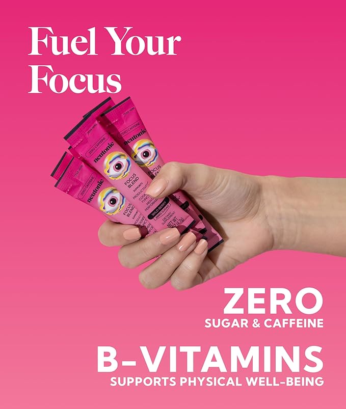 Neutonic Nootropic Focus Blend Powder | Wild Berry 16 Sticks | Caffeine Free, Zero Sugar | Support Memory, Mental Clarity, Cognitive Function | Boost Focus, Energy, Brain Health