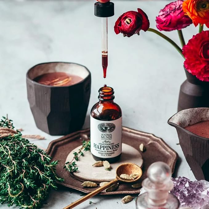Anima Mundi Apothecary Herbal Ashwagandha Drops - Happiness Tonic for Gentle Mood Support and Relaxation - Adaptogenic Drops with Organic Ashwagandha, Rhodiola, St. John's Wort & More (2oz / 59ml)