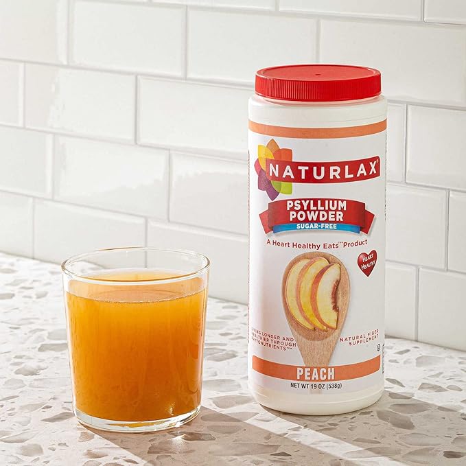 Sugar-Free Psyllium Husk Fiber Powder, Peach Flavored 19 oz