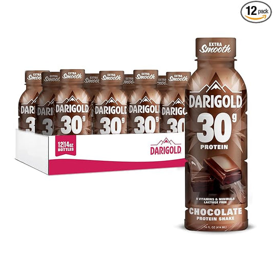 Darigold Ready to Drink Chocolate Protein Shake, 30g Protein, No Added Sugar, Lactose Free, Only 170 Calories, Electrolytes, Gluten Free - 14oz bottles 12 pack