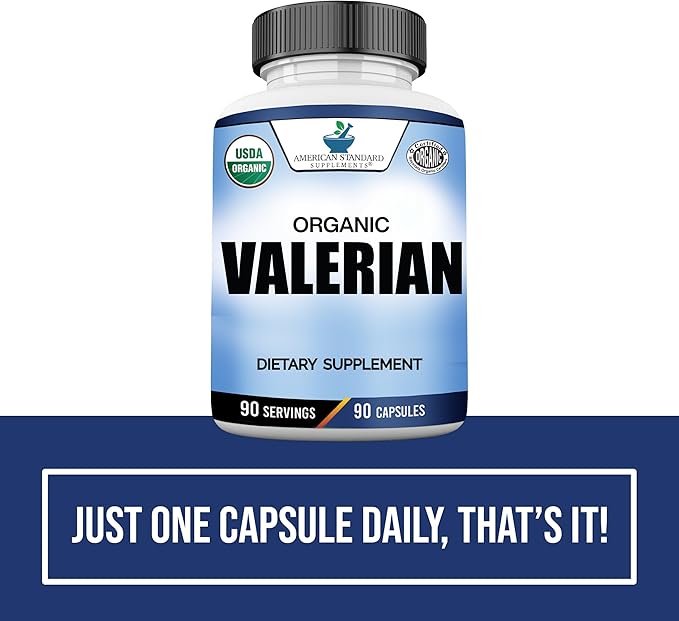 American Standard Supplements Organic Valerian – Vegan, Gluten Free, Non-GMO, 90 Capsules, 90 Servings