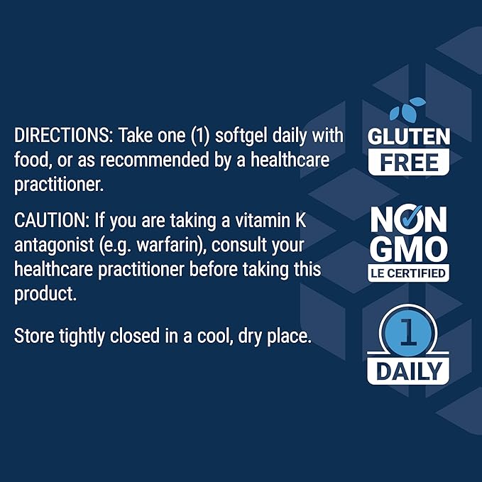 Life Extension Super K, Vitamin K1, Vitamin K2 mk-7, Vitamin K2 mk-4, Heart Health, arterial Health, Calcium Balance, 3-Month Supply, Gluten-Free, 1 Daily, Non-GMO, 90 softgels