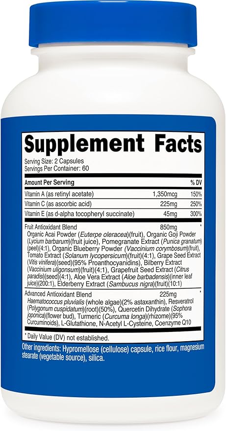 Nutricost Super Antioxidants (1000mg) 120 Capsules - Antioxidant Supplement for Men and Women, 60 Servings