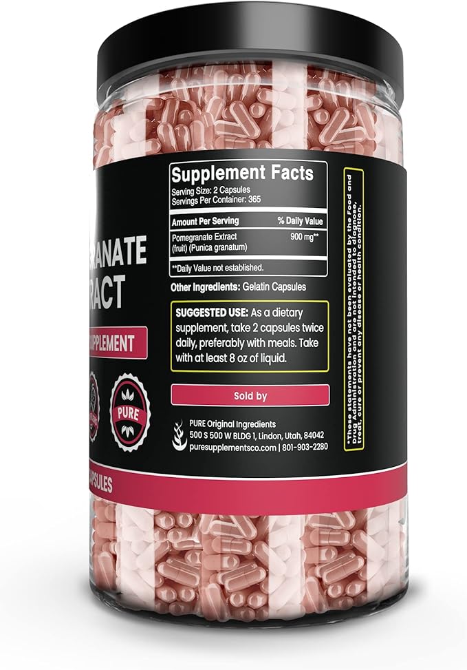 Pure Original Ingredients Pomegranate Extract (730 Capsules) No Magnesium Or Rice Fillers, Always Pure, Lab Verified