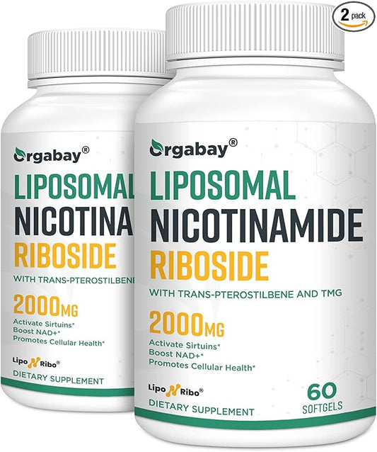 Orgabay Liposomal Nicotinamide Riboside 2000 MG with TMG and Pterostilbene, Boosting NAD+, Support Healthy Aging, 120 Count