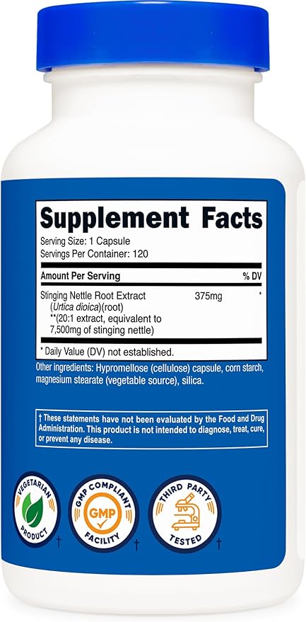 Nutricost Stinging Nettle Root Extract 7500mg Equivalent, 120 Capsules - Vegetarian Friendly, Non-GMO, Gluten Free