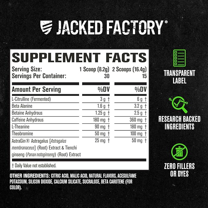 Jacked Factory NITROSURGE Pre Workout Supplement - Endless Energy, Instant Strength Gains, Clear Focus, Intense Pumps - NO Booster & Powerful Preworkout Energy Powder - 30 Servings, Pineapple