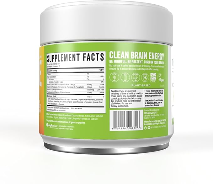 BrainJuice Active Peach MangoDaily BrainPower Mix - 15 Servings (2.2 Oz, Peach Mango)