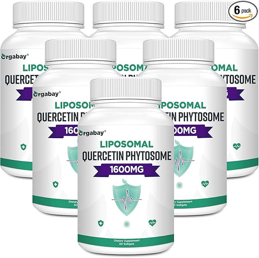 Orgabay Liposomal Quercetin Phytosome 1600 mg,Bromelain 200mg,Zinc 30mg,Vitamin C Turmeric 40 mg,Highest Absorption,Quercetin Complex, 360 Softgels