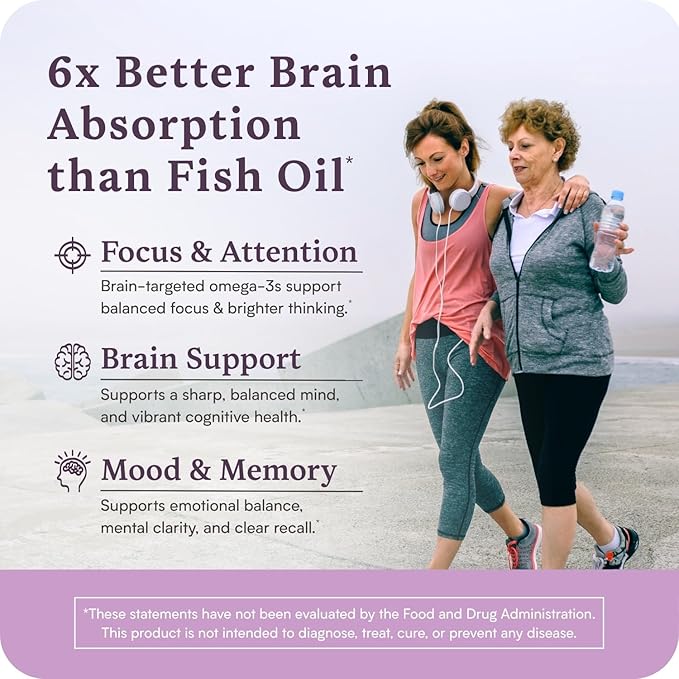 Omega 110 w/LYSOVETA LPC | EPA & DHA Supplements for Brain & Retina Health | Focus, Attention, Memory, Mood & Vision | 6X Higher Absorption Than Fish Oil | High Potency Omega-3 LPC-DHA