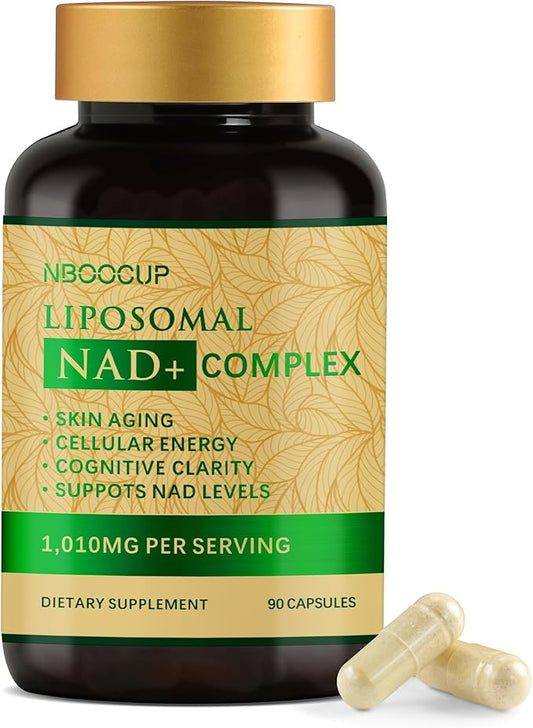 NBOOCUP NAD Supplement - 1010mg Nicotinamide Riboside Chloride Complex, Liposomal NR Supplements, Resveratrol NAD+ for Anti Aging, Cellular Energy, Skin, Focus - 90 Capsules