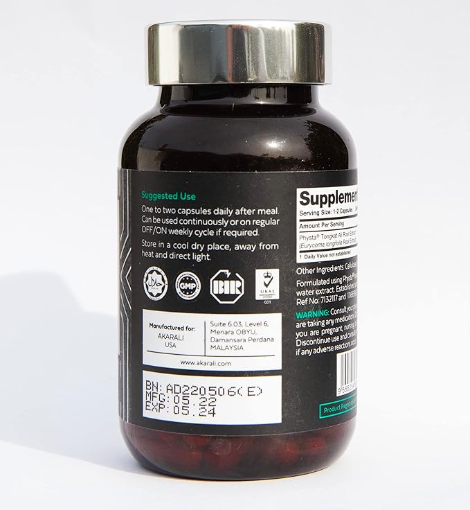 Pure Tongkat Ali Longjack 200:1 Highly Concentrated 1.5% Eurycomanone US Patented Physta® Freeze-Dried Extraction Technology Supports Strength, Energy and Performance (60 Count)