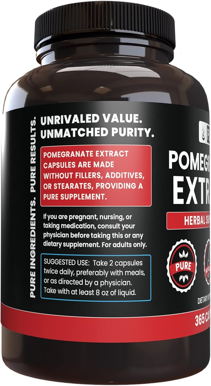 Pure Original Ingredients Pomegranate Extract (365 Capsules) No Magnesium Or Rice Fillers, Always Pure, Lab Verified