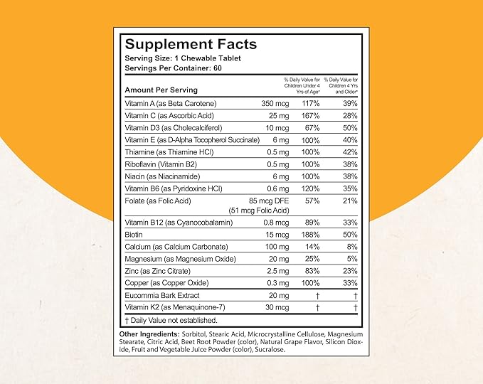 NuBest Doctor Taller Kids - Healthy Bone Strength Support with Multivitamins & Multiminerals for Kids Ages 2 to 9 - Support Bone Growth & Stay Stronger - Grape Flavor - 120 Chewable Tablets | Pack 2