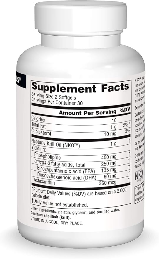 Source Naturals NKO Neptune Krill Oil, Supports Heart Health & Cell Membrane Integrity* 500 Mg - 60 Softgels