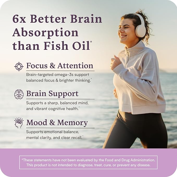 Omega 110 w/LYSOVETA LPC | EPA & DHA Supplements for Brain & Retina Health | Focus, Attention, Memory, Mood & Vision | 6X Higher Absorption Than Fish Oil | High Potency Omega-3 LPC-DHA