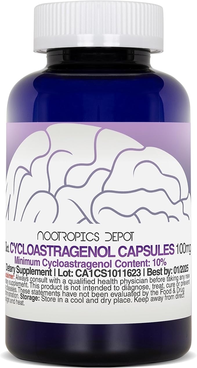 Nootropics Depot Cycloastragenol 10% Capsules | 100mg | 90 Count | Astragalus membranaceus | Cellular Health, Immune Support, Lengthens Telomeres