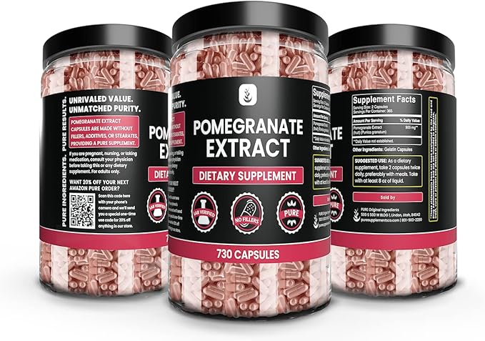 Pure Original Ingredients Pomegranate Extract (730 Capsules) No Magnesium Or Rice Fillers, Always Pure, Lab Verified