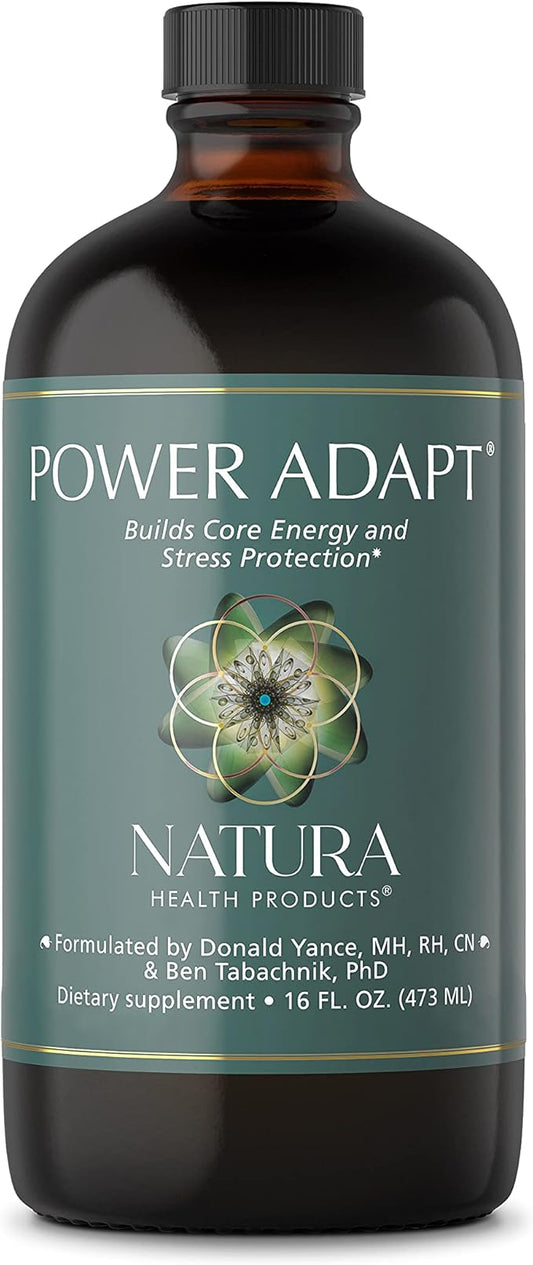 Natura Health Products Power Adapt Supplement - Deep Adrenal and Endocrine Support - Featuring Ashwagandha, Ginseng, Rhodiola Rosea Root Ext. and Cordyceps (16 Fluid oz)