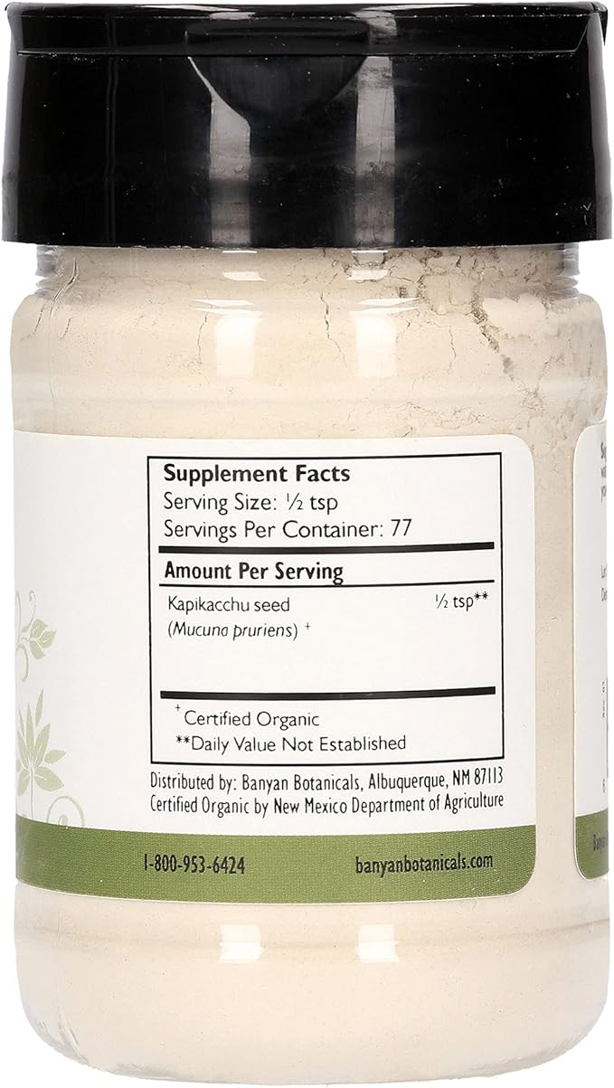 Banyan Botanicals Kapikacchu Mucuna Pruriens – Organic Herbal Powder – Energizing, Supports Healthy Nervous & Reproductive Systems* – Natural Source of L-Dopa – Spice Jar – Non-GMO Sustainably Sourced Vegan