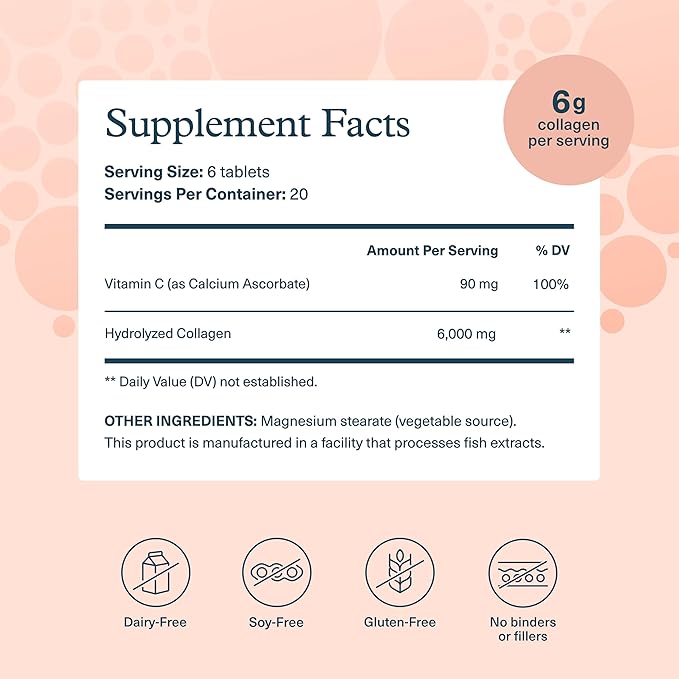 Youtheory Advanced Collagen - 6,000 mg - with Vitamin C - for Hair, Skin & Nails* - Collagen Supplements for Women and Men - 120 Tablets