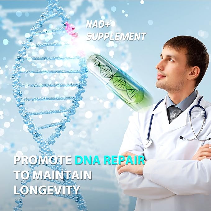 NAD+ & Resveratrol Supplement - NMN Alternative with 120 Capsules, Anti-Aging Cellular Support, Energy & Longevity Booster, DNA Repair Formula