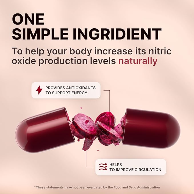 Nature's Pure Blend Organic Beet Root Powder Capsules – Beet Root Capsules & Beets Supplements for Circulation – L Arginine – Nitric Oxide Supplements – 1500MG