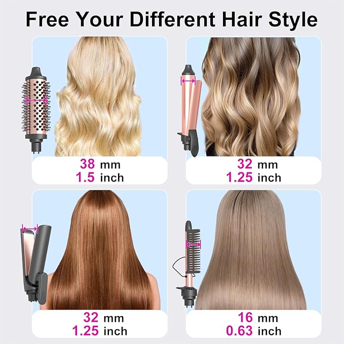 4 in1 Curling Iron,Curling Wand for Long Hair,Hair Crimper with Straightener and Curler Fuction,Wand Curling Iron with Heat Resistant Mat Glove