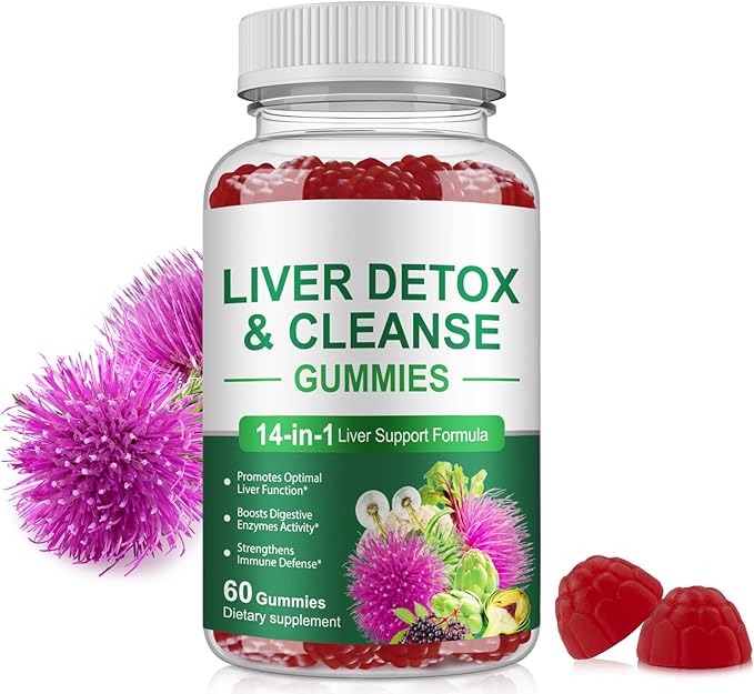 Gummy Milk Thistle, Liver Support Supplement, Immunity & Overall Health, for Your Liver Cleanse Detox & Repair, Promotes Optimal Liver Function, Glutathione, with Alpha Lipoic Acid, 60 Count