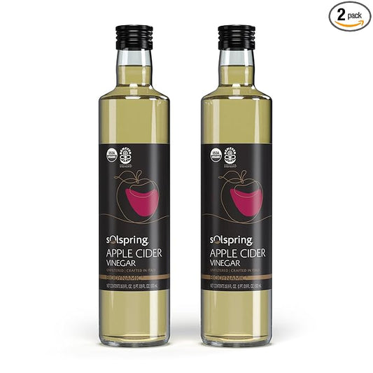 Dr. Mercola Solspring Biodynamic Organic Apple Cider Vinegar, 2 Bottles (16.90 fl oz), non GMO, Gluten Free, Soy Free, USDA Organic, Organic Demeter Certified