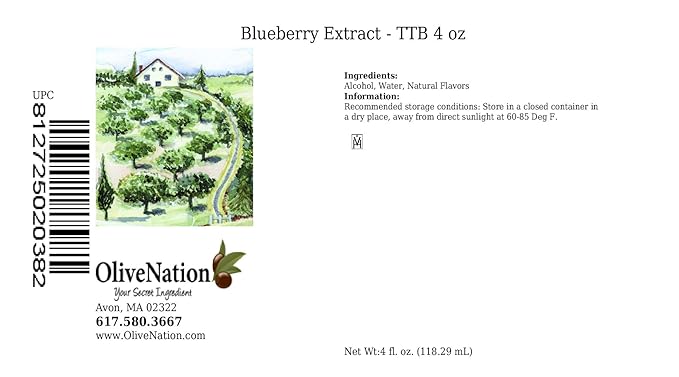 Blueberry Flavoring Extract - TTB-Approved Natural Flavoring for Baked Goods - Beverages - Non-GMO - Kosher - Vegan - 4 oz