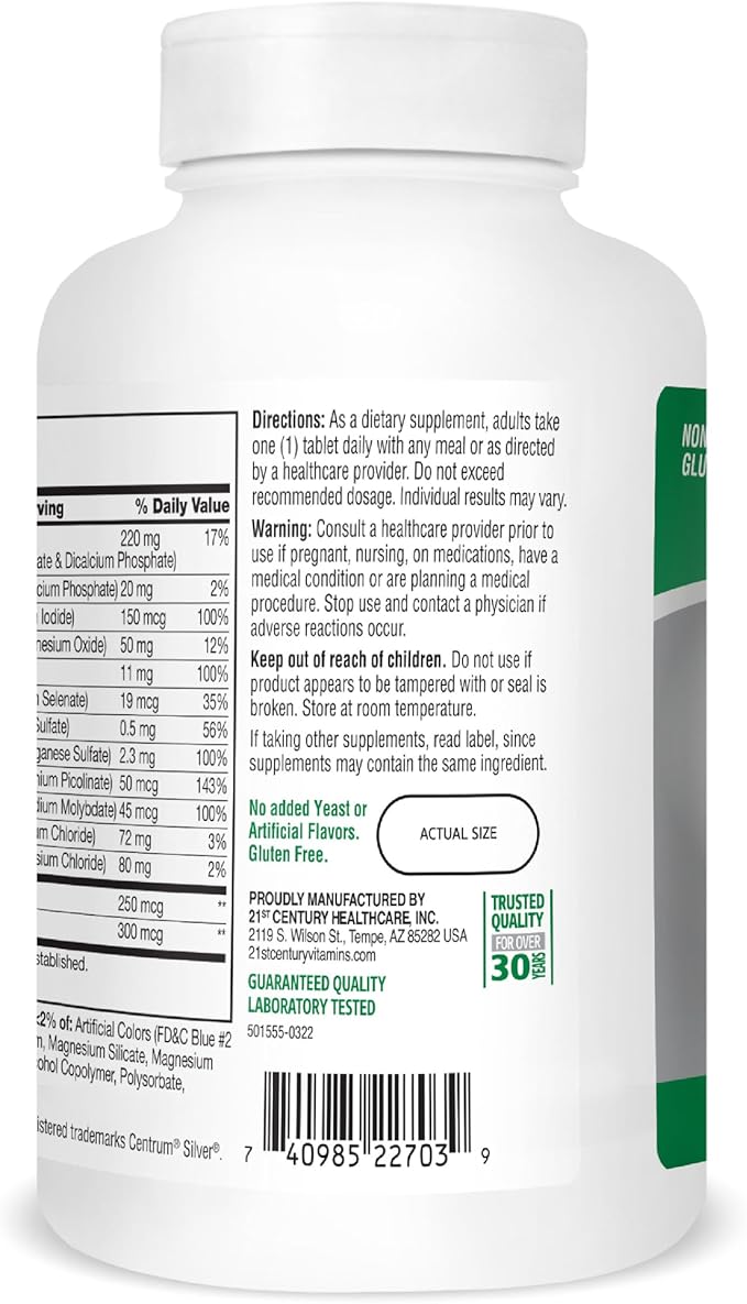 21st Century Sentry Senior Tablets, 265 Count