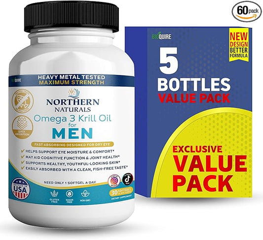 Northern Naturals Omega 3 Krill Oil for Men, 500mg, 30 Softgels, Fish-Free Taste, Supports Eye, Brain and Joint Health (5)