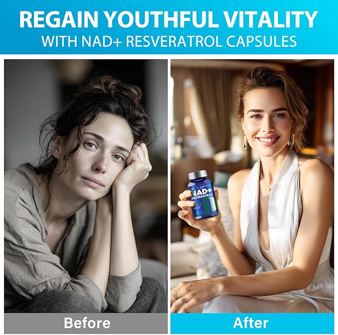 NAD+ Supplement 2000 mg - 120 Capsules, True NAD+ & Resveratrol, NMN Supplement Alternative for Cellular Energy & Repair, Anti-Aging & Antioxidant Support