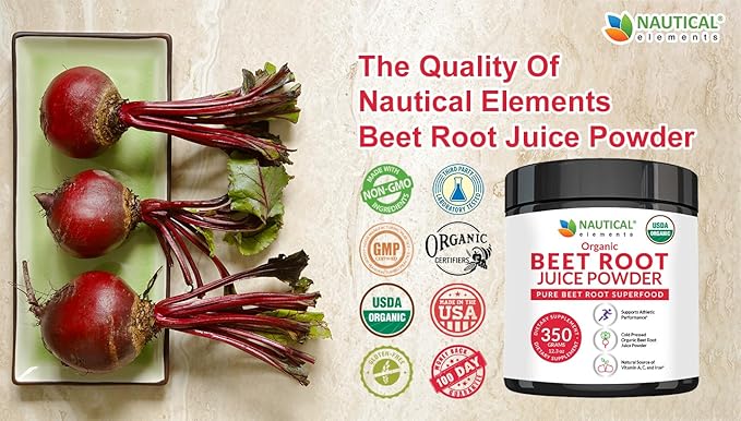 Organic Beet Juice Powder - 20:1 Concentration Beet Powder Organic - Circulation Support - Rich in Nitric Oxide - Cold-Pressed 100 Servings of Beet Root Powder Supplement- 12.3oz
