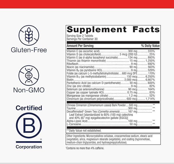Metagenics MetaGlycemX - 100 mg Alpha-Lipoic Acid - Supports Carbohydrate Metabolism* - Antioxidant Support* - with Green Tea Extract - Non-GMO & Gluten-Free - 60 Count
