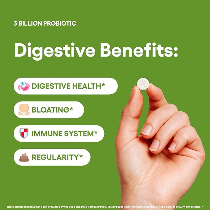 Probiotics for Digestive Health Supports Bloating & Regularity Supplement 240 Tablets 3 Billion CFU (240, Digestive Probiotics)