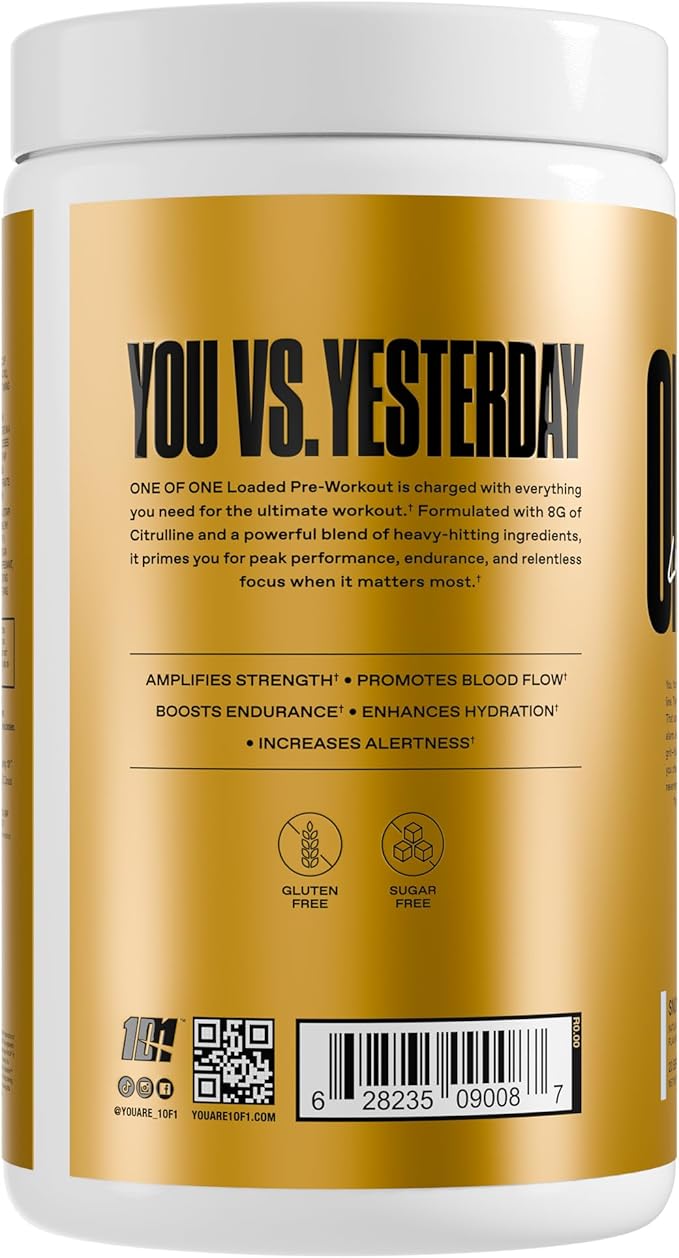 ONE OF ONE Loaded Pre-Workout – High-Stim Energy, Focus & Endurance with EndoFlo™, Genius Pure™ Alpha GPC, NeuroRush™, Dynamine®, No Crash, Gluten Free – Snow Cone