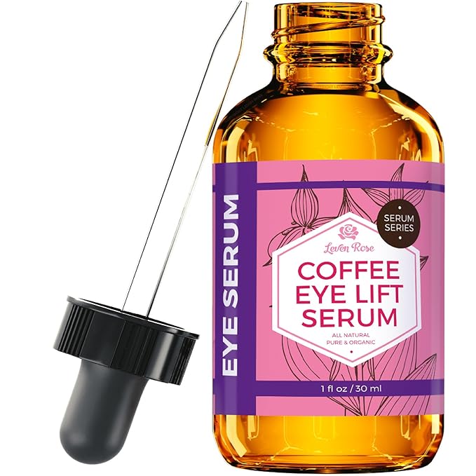 Leven Rose Coffee Oil Caffeine Serum for Eyes 1 oz - Anti-aging Organic Under Eye Serum for Puffy Bags Under Eyes