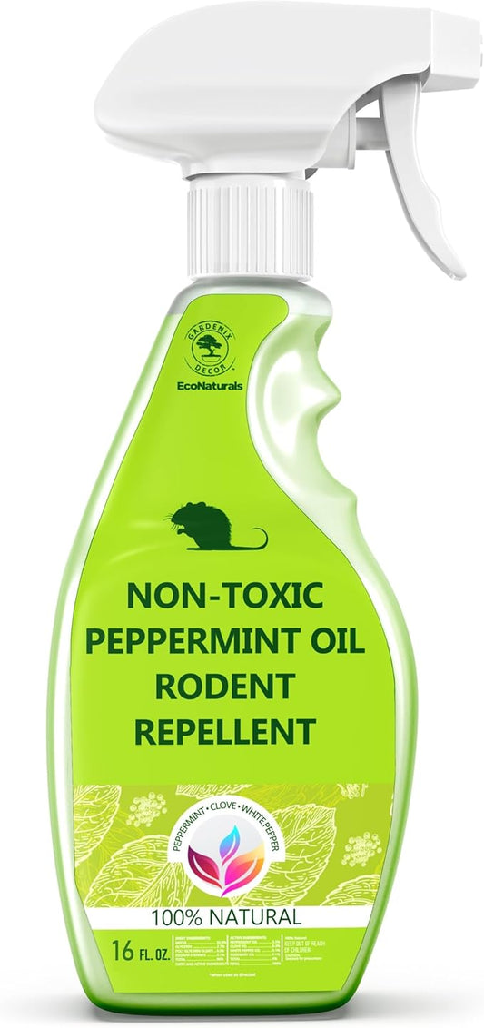 All Natural Peppermint Oil Spray, Rat Repellent to Repel Mice and Rats, Rodent Repellent Spray - 16oz Ready to Use