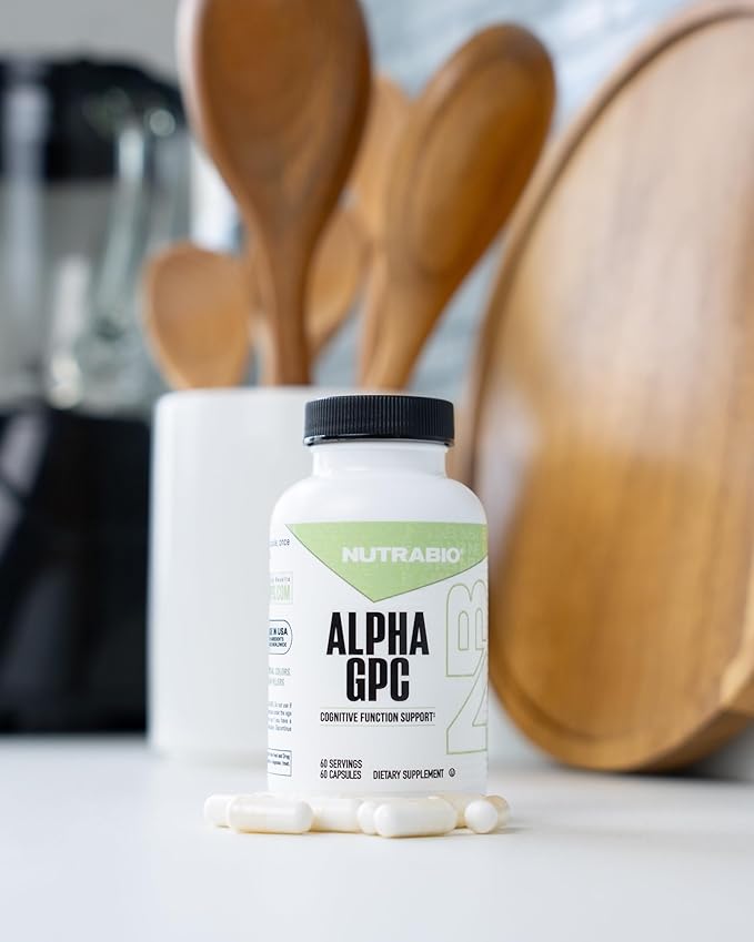 NutraBio Alpha GPC, Brain Support & Improved Memory Function, 300mg - 60 Vegetable Capsules
