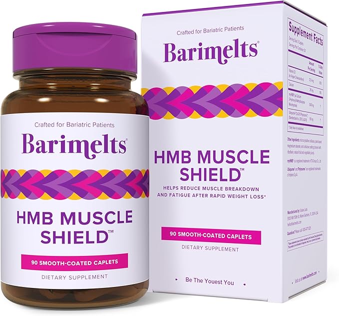 BariMelts HMB Muscle Shield for GLP-1 Users and Bariatric Patients - HMB Supplements with Vitamin D3 & Ubiquisome® Phytosome™ Supports Muscle Recovery - 90 Smooth-Coated Caplets